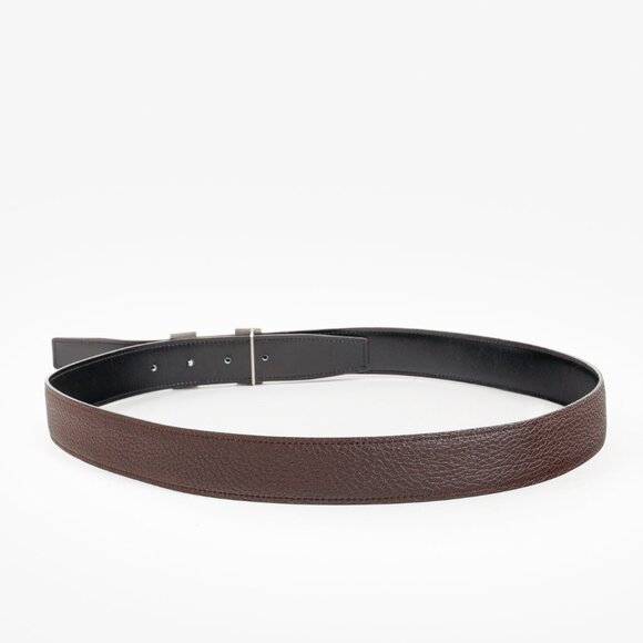 Hermes Black/Brown Togo Calfskin H Buckle Reversible Belt - Picture 6 of 8